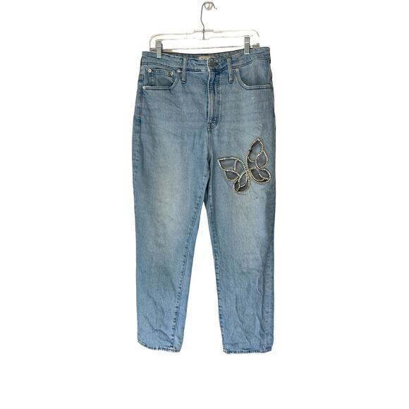 Madewell Fiore Wash Bedazzled Artsy The Curvy Perfect Vintage Jean Size 30 - Picture 1 of 16